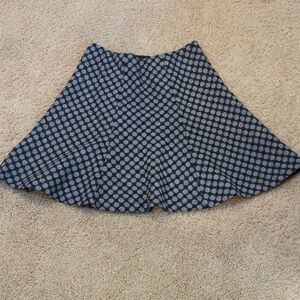 Marilyn Anselm Design For Hobbs Black and Gray Polka Dot Wool Skater Skirt 10